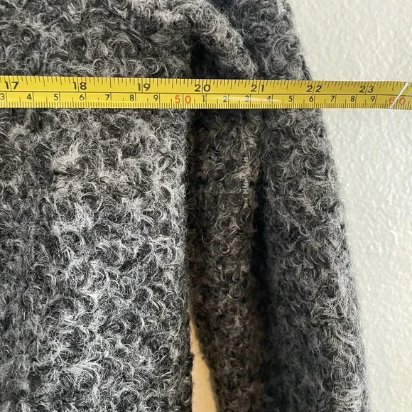 Worthington Gray Curly Wool-Look Collarless Coat Cardigan Sz Small - Picture 4 of 6